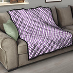 Light Purple And White Checkered Print Quilt