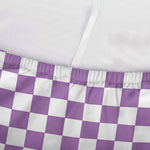 Light Purple And White Checkered Print Sofa Cover