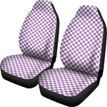 Light Purple And White Checkered Print Universal Fit Car Seat Covers