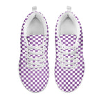 Light Purple And White Checkered Print White Sneakers