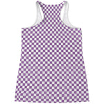 Light Purple And White Checkered Print Women's Racerback Tank Top