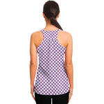 Light Purple And White Checkered Print Women's Racerback Tank Top