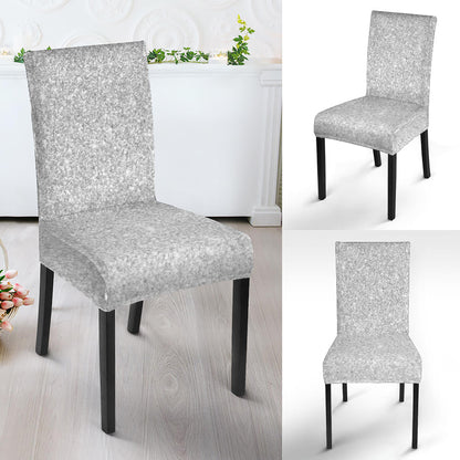 Light Silver Glitter Artwork Print Dining Chair Slipcover