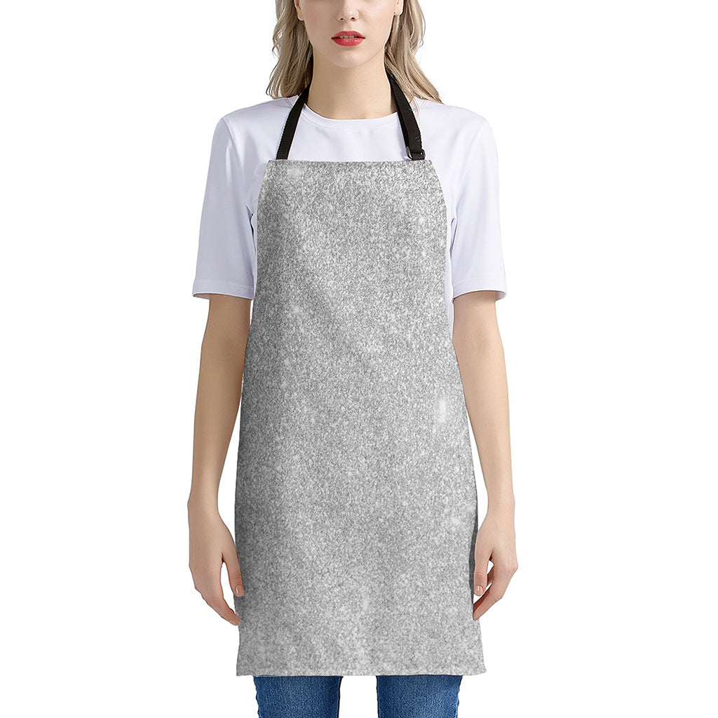 Light Silver Glitter Artwork Print (NOT Real Glitter) Apron