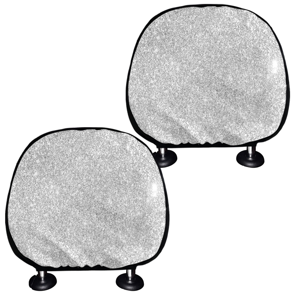 Light Silver Glitter Artwork Print (NOT Real Glitter) Car Headrest Covers