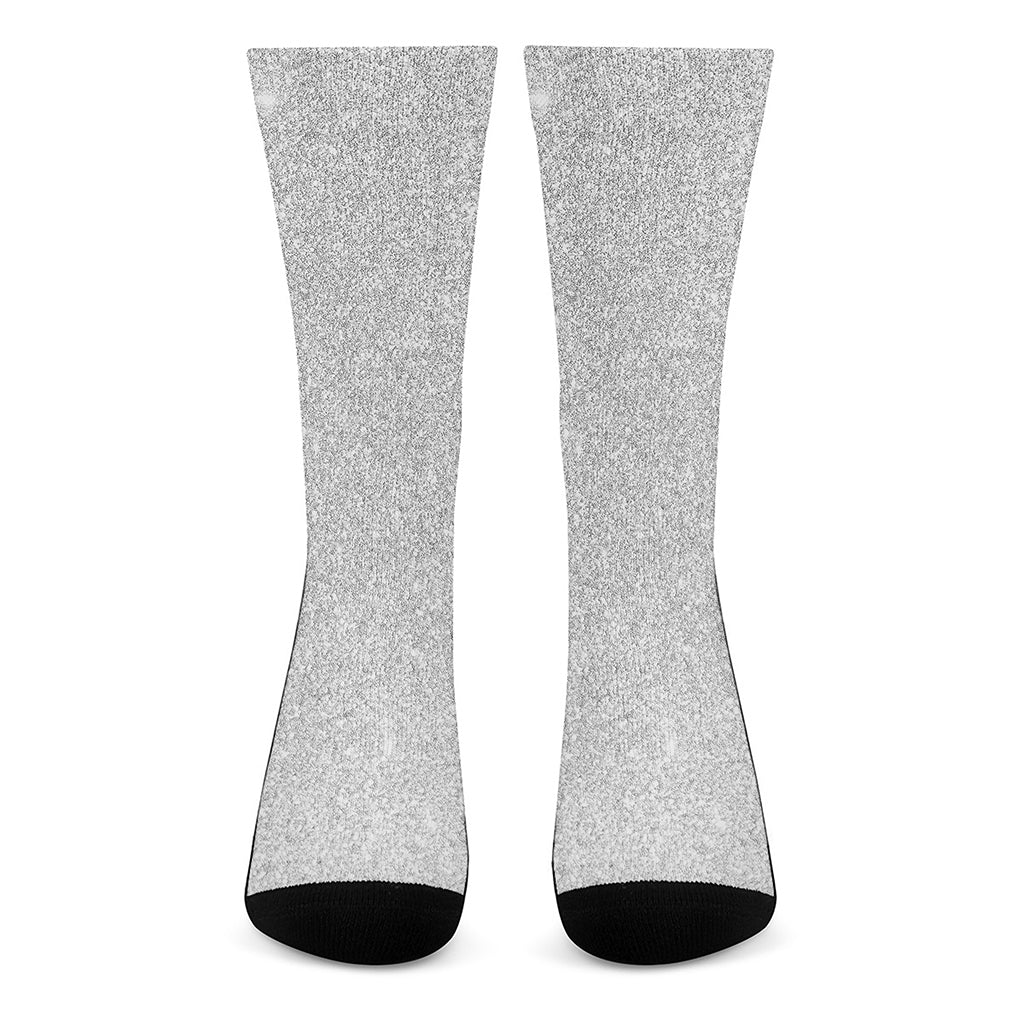 Light Silver Glitter Artwork Print (NOT Real Glitter) Crew Socks