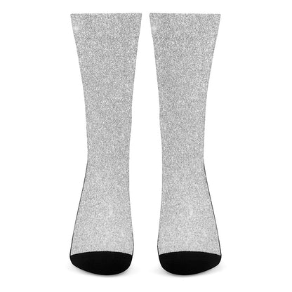 Light Silver Glitter Artwork Print (NOT Real Glitter) Crew Socks