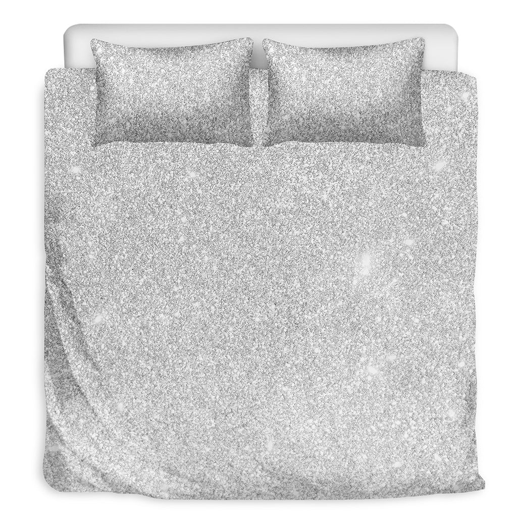 Light Silver Glitter Artwork Print (NOT Real Glitter) Duvet Cover Bedding Set