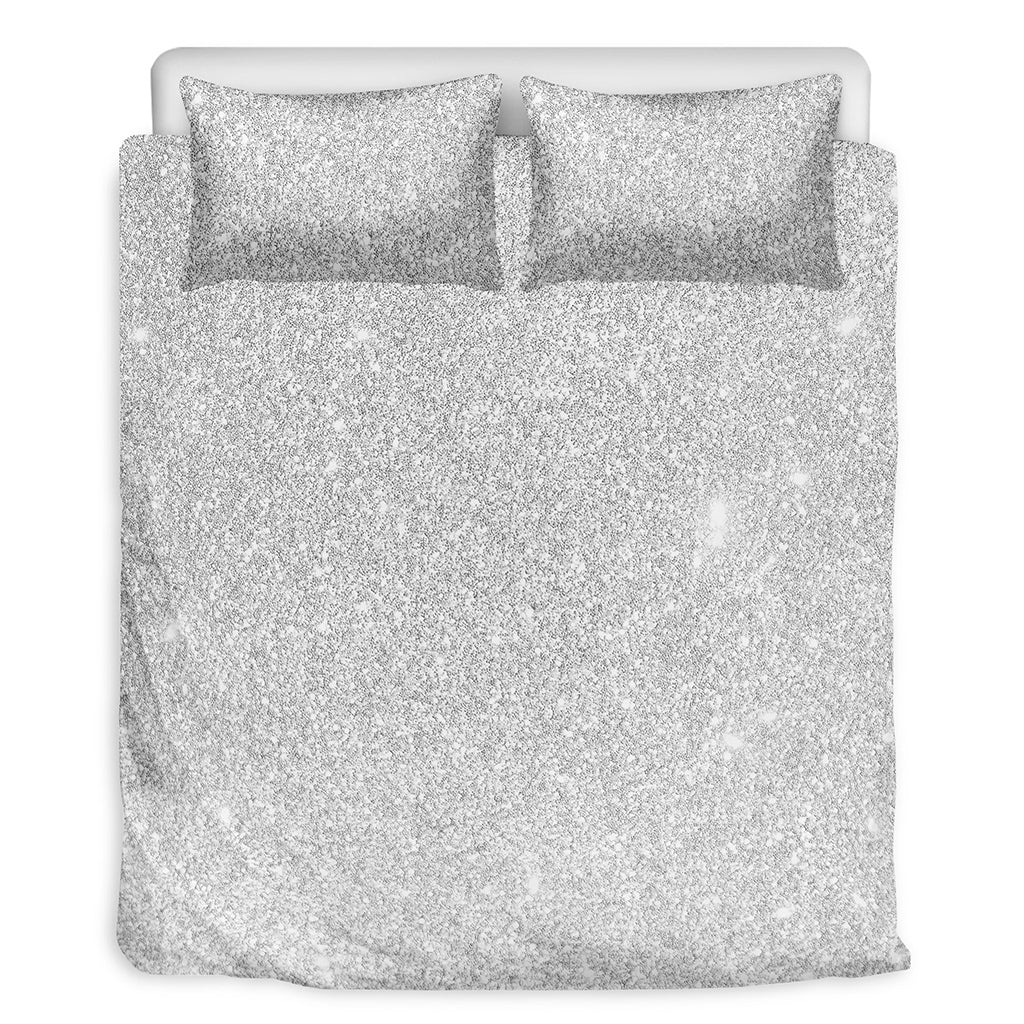 Light Silver Glitter Artwork Print (NOT Real Glitter) Duvet Cover Bedding Set