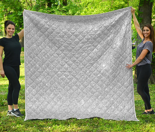 Light Silver Glitter Artwork Print (NOT Real Glitter) Quilt