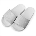 Bright Silver (NOT Real) Glitter Print White Slide Sandals