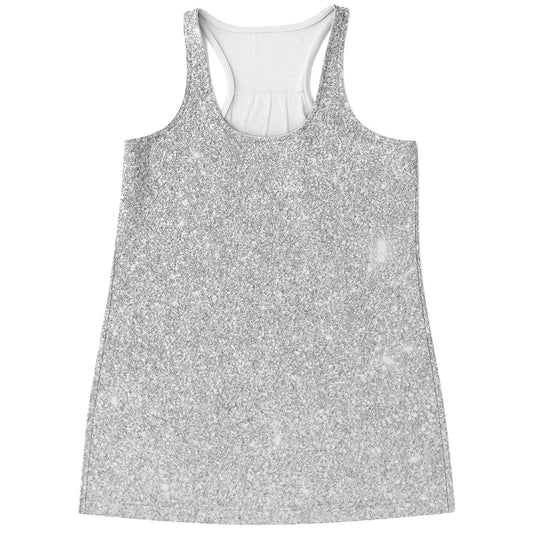 Light Silver Glitter Artwork Print (NOT Real Glitter) Women's Racerback Tank Top