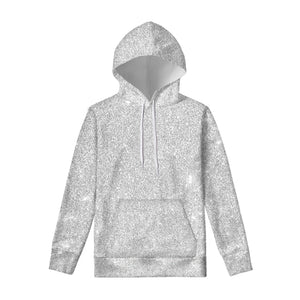 Light Silver Glitter Artwork Print Pullover Hoodie