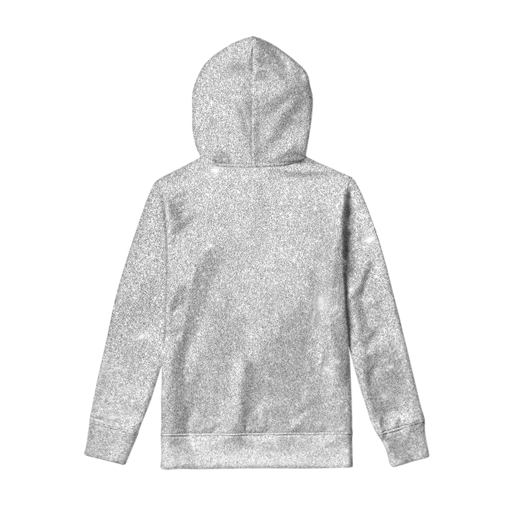 Light Silver Glitter Artwork Print Pullover Hoodie