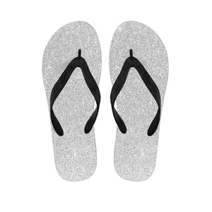 Light Silver Glitter Texture Print Flip Flops