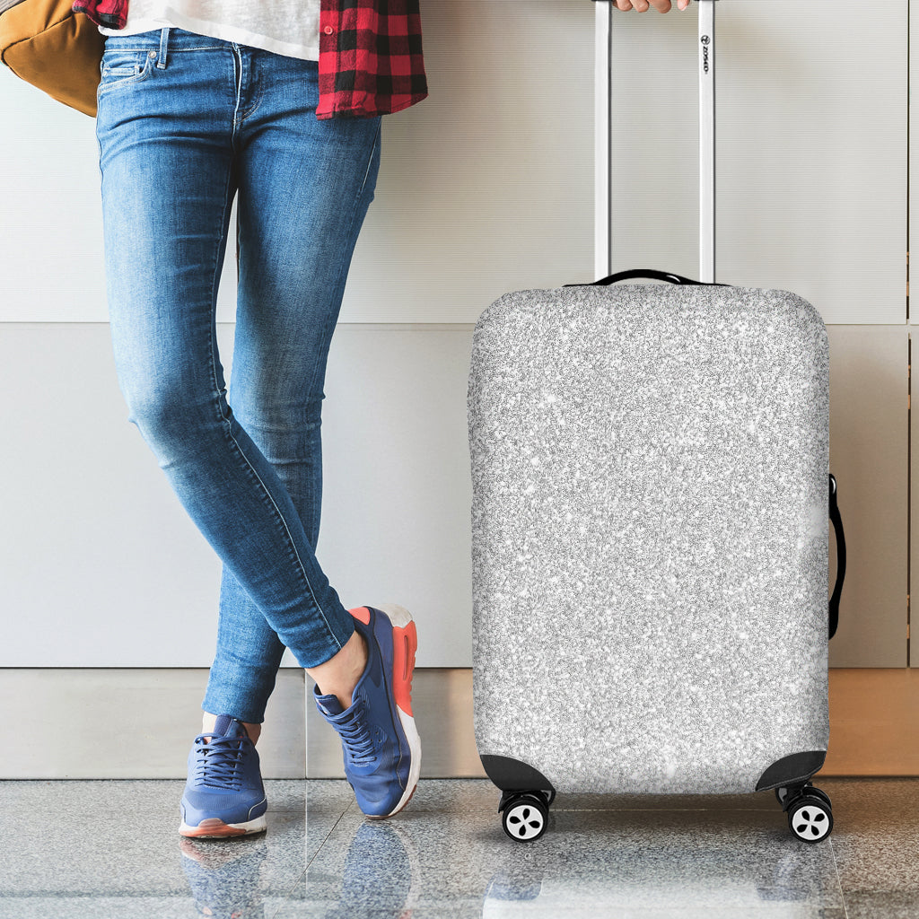 Light Silver Glitter Texture Print Luggage Cover