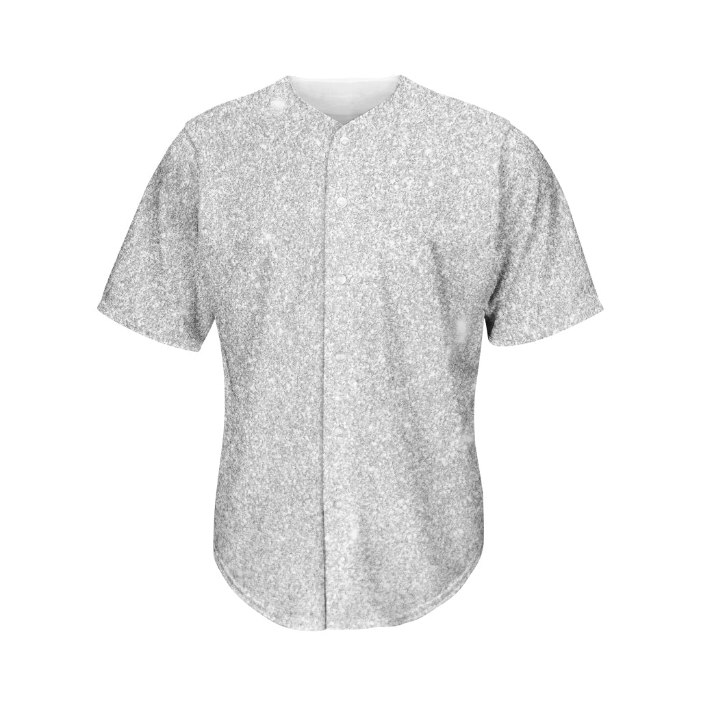 Light Silver Glitter Texture Print Men's Baseball Jersey