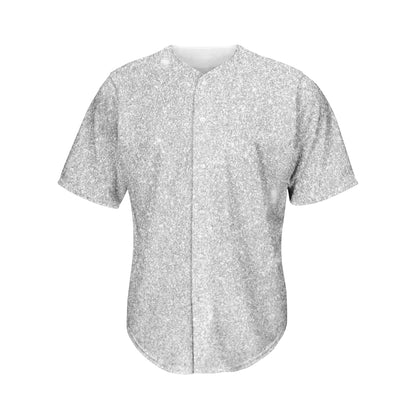Light Silver Glitter Texture Print Men's Baseball Jersey
