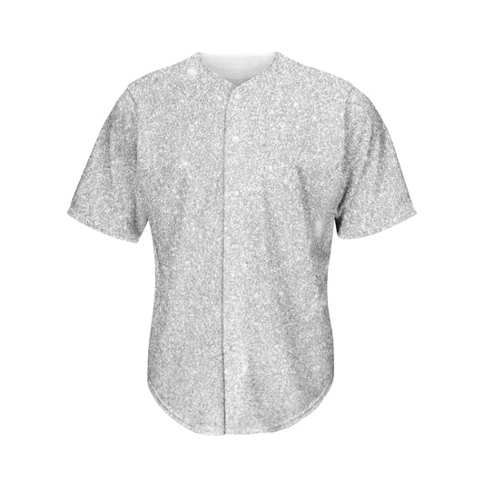 Light Silver Glitter Texture Print Men's Baseball Jersey