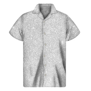 Light Silver Glitter Texture Print Men's Short Sleeve Shirt