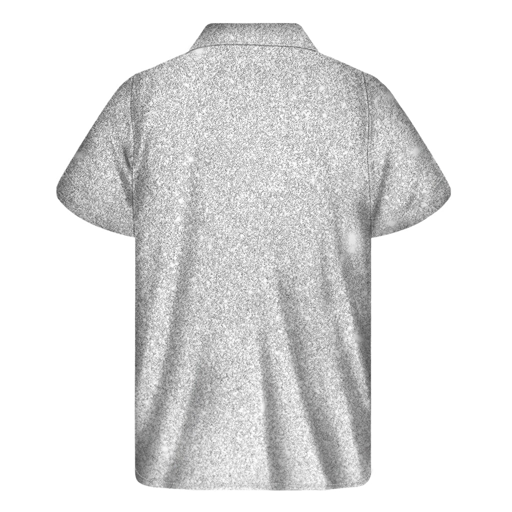 Light Silver Glitter Texture Print Men's Short Sleeve Shirt