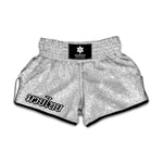 Light Silver Glitter Texture Print Muay Thai Boxing Shorts