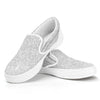 Light Silver Glitter Texture Print White Slip On Shoes