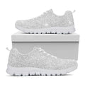Bright Silver (NOT Real) Glitter Print White Running Shoes