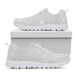 Light Silver Glitter Texture Print White Sneakers