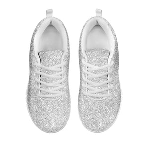 Light Silver Glitter Texture Print White Sneakers