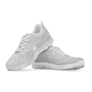 Light Silver Glitter Texture Print White Sneakers