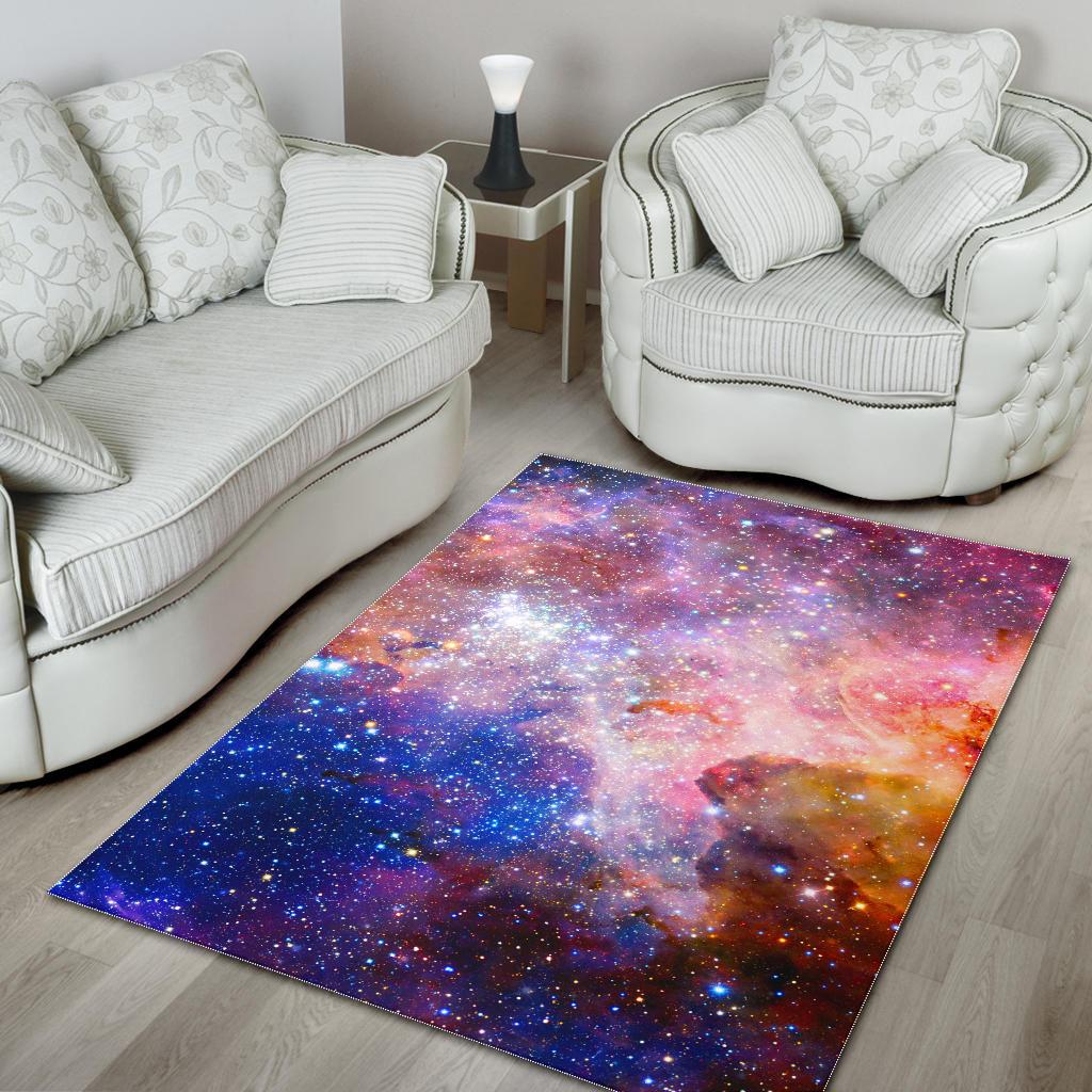 Light Stardust Galaxy Deep Space Print Area Rug GearFrost