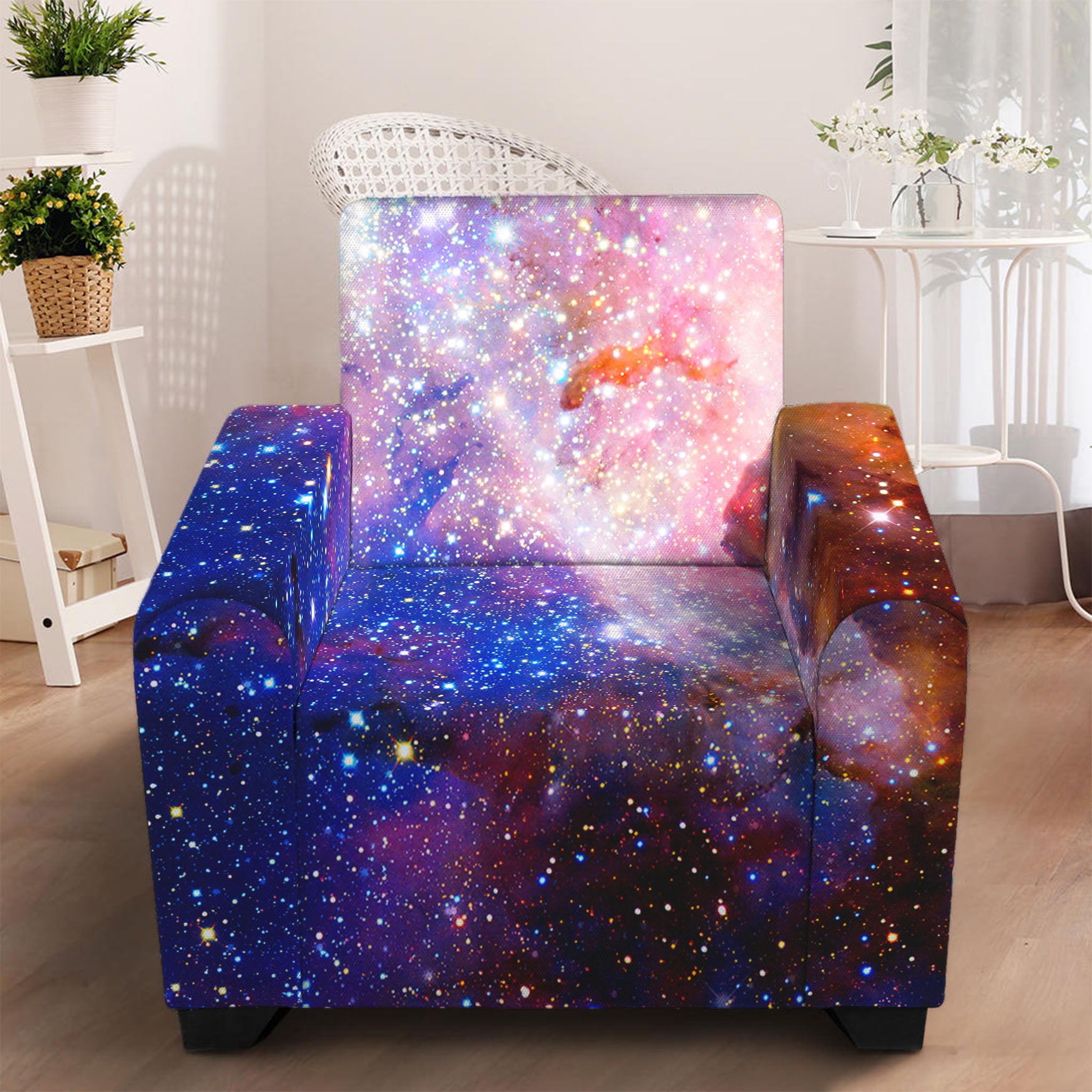 Light Stardust Galaxy Deep Space Print Armchair Slipcover