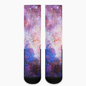 Light Stardust Galaxy Deep Space Print Crew Socks