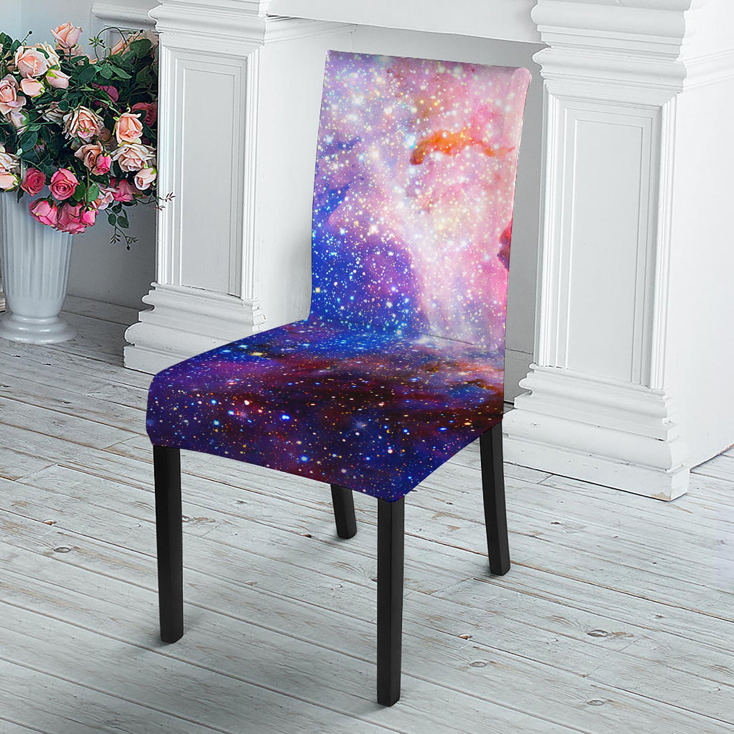 Light Stardust Galaxy Deep Space Print Dining Chair Slipcover
