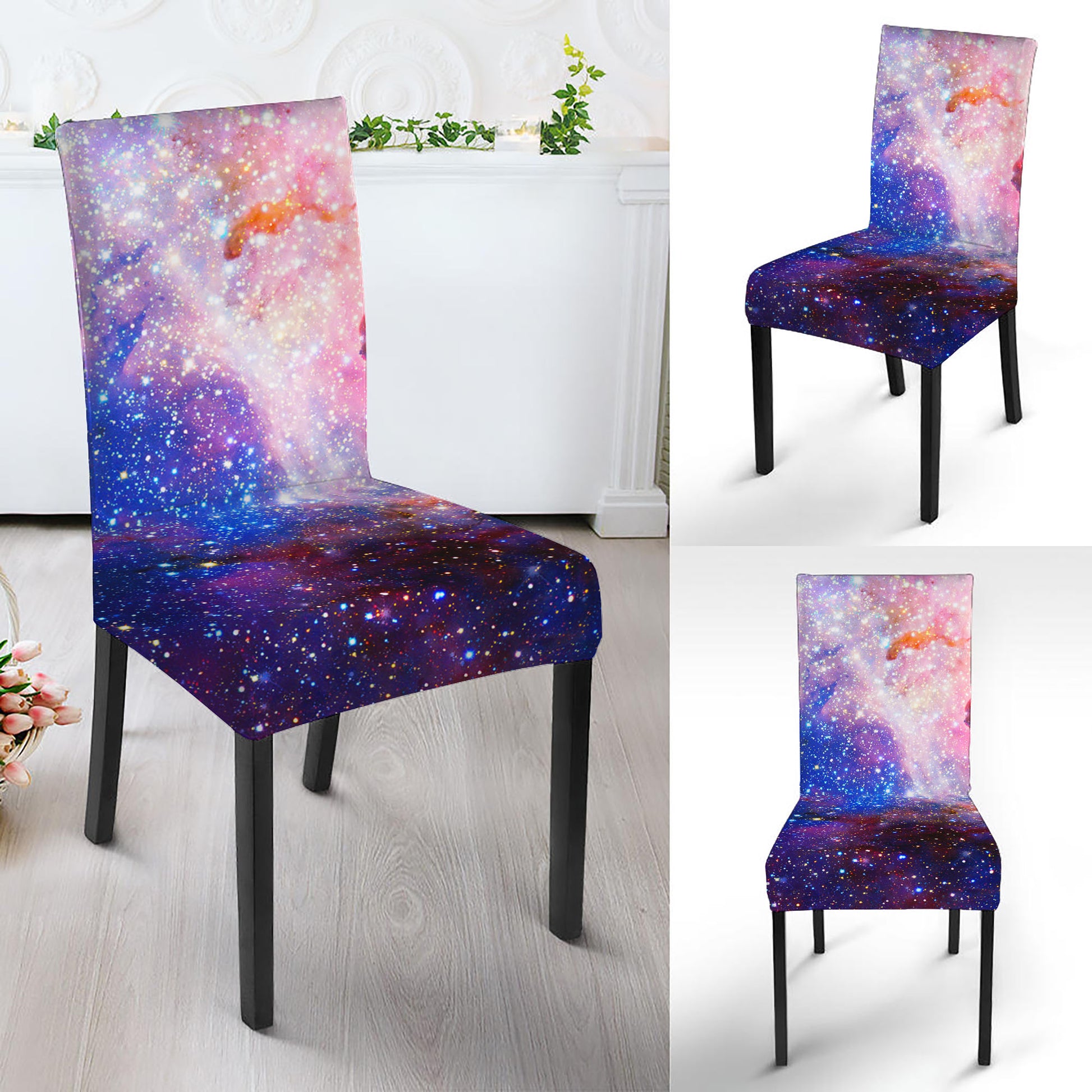 Light Stardust Galaxy Deep Space Print Dining Chair Slipcover