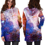 Light Stardust Galaxy Deep Space Print Hoodie Dress GearFrost