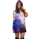 Light Stardust Galaxy Deep Space Print Hoodie Dress GearFrost