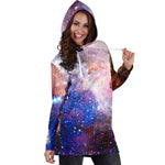 Light Stardust Galaxy Deep Space Print Hoodie Dress GearFrost