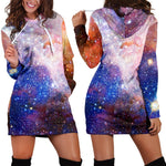 Light Stardust Galaxy Deep Space Print Hoodie Dress GearFrost