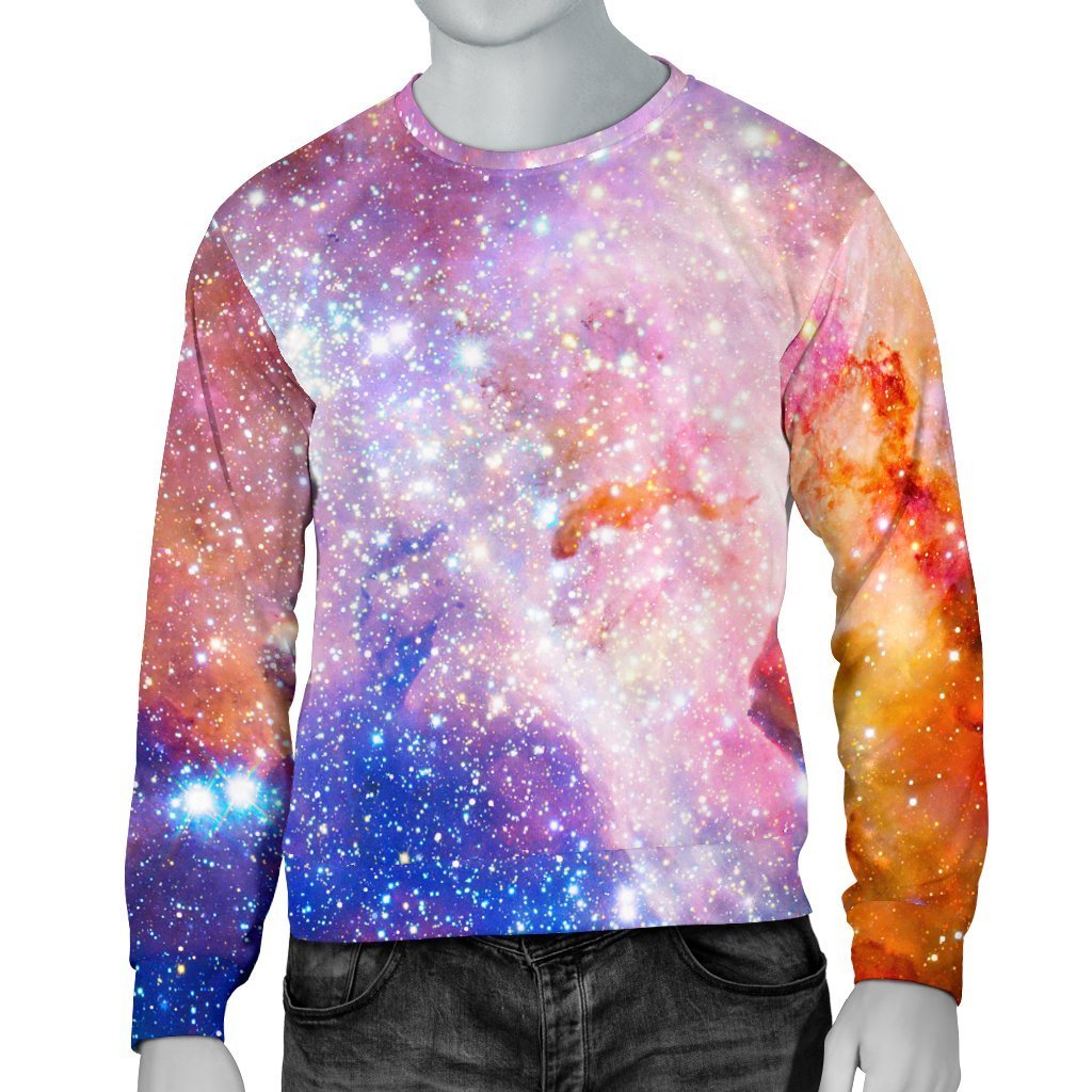 Light Stardust Galaxy Deep Space Print Men's Crewneck Sweatshirt GearFrost