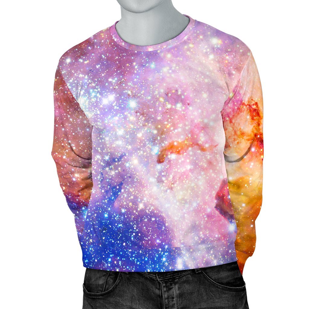 Light Stardust Galaxy Deep Space Print Men's Crewneck Sweatshirt GearFrost