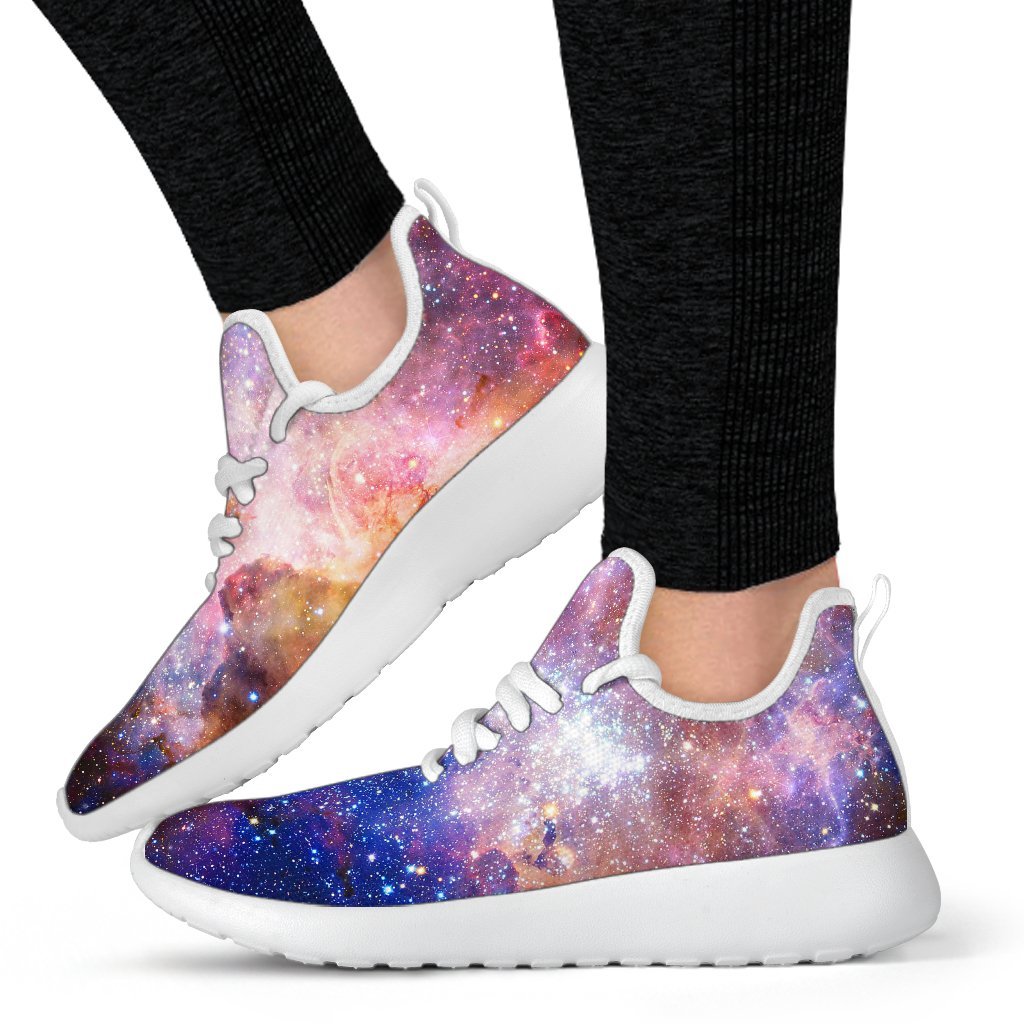 Light Stardust Galaxy Deep Space Print Mesh Knit Shoes GearFrost