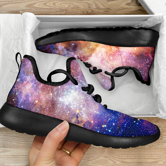 Light Stardust Galaxy Deep Space Print Mesh Knit Shoes GearFrost