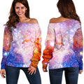 Light Stardust Galaxy Deep Space Print Off The Shoulder Sweatshirt