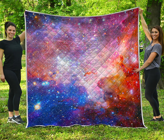 Light Stardust Galaxy Deep Space Print Quilt