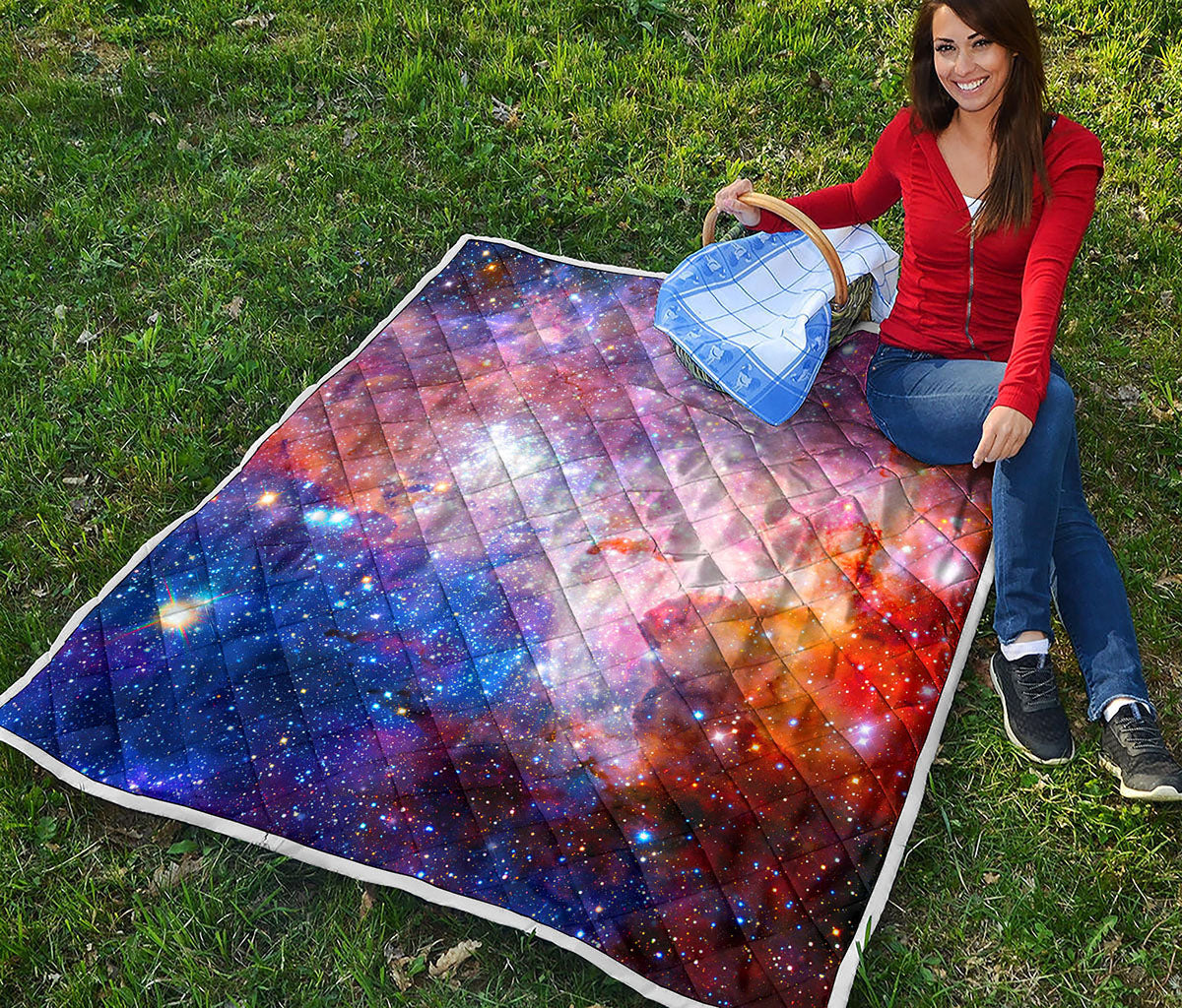 Light Stardust Galaxy Deep Space Print Quilt