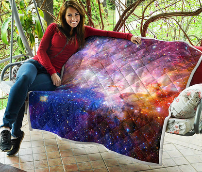 Light Stardust Galaxy Deep Space Print Quilt