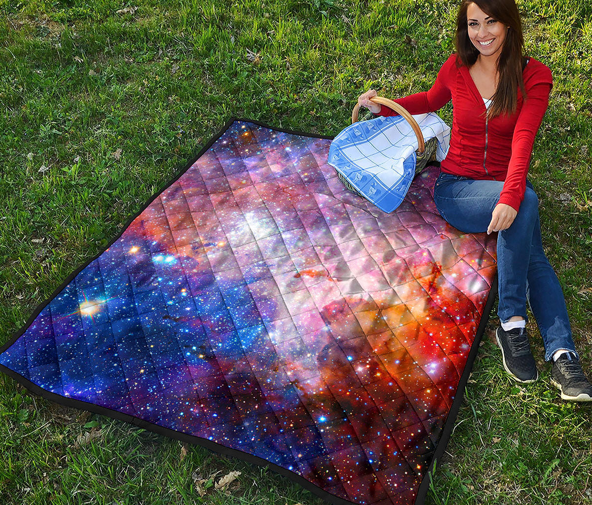 Light Stardust Galaxy Deep Space Print Quilt