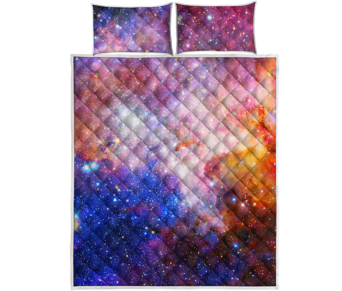 Light Stardust Galaxy Deep Space Print Quilt Bed Set